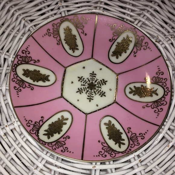 ardalt Other - Small Pink & Gold Vintage Plate For Under Plants , Catch All Dish/Display Decor